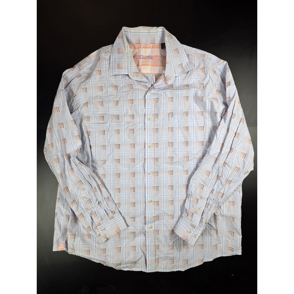 TASSO ELBA Orange Blue Long Sleeve Shirt Men's Size 2XL: 18-18.5